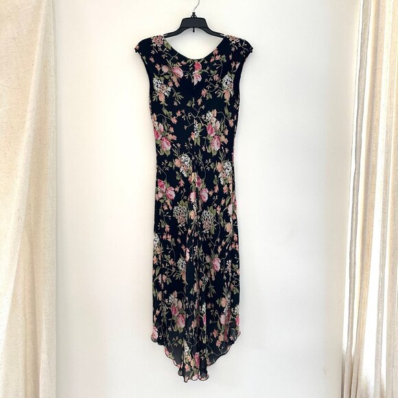 Vintage Y2K Speechless Dark Floral Midi Dress Size Small Cowl Neck Fairy Grunge - Picture 4 of 11